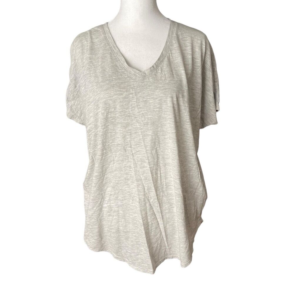 BP Small Blouse Light Heathered Gray Vneck Short Sleeve Dolman Boxy Top